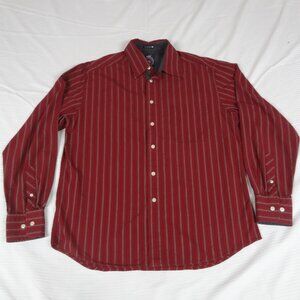 SOUTHBRIDGE DARK RED STRIPE BUTTON FRONT MENS LONG SLEEVE SHIRT LARGE K628